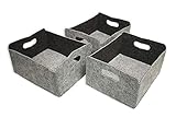 Luxflair 3er Set Aufbewahrungskörbe aus waschbarem Filz in Graumeliert/dunkelgrau LxBxH: 30x24x15cm, Ordnungsbox, Regalbox, Faltbox, Spielzeugkorb, Filzkorb