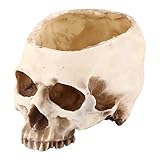 Bagima 1 Stück Harz-Schädelkopf-Design, Blumentopf, Pflanzgefäß, Behälter, Dekoration, 18 X 16 X 13 cm, Schädel-Aschenbecher, Totenkopf-Müslischalen Zum Essen