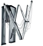 Brabantia - WallFix Wandwäschetrockner - Wäscheständer - UV-beständige Wäscheleine - 24 Meter Wäscheleine - Auch für große Stücke - Platzsparend - Metallic Grey - 184 x 182 cm