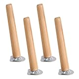 MIRODO 4 Stück Möbelfüße 4 Stück Tischbeine aus Holz, schräge Möbelbeine, Sofabeine aus Buche, Ersatzmöbelfüße für Schränke, Esstische, Schreibtische, mit Schrauben und Montageplatten, Holz-40 cm