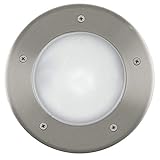 EGLO LED Bodeneinbauleuchte Riga 3, 1 flammige Einbauleuchte, Wegelampe aus Edelstahl und Kunststoff, Farbe: Silber, rund, Fassung: E27, IP67