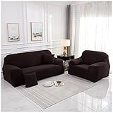 YOUCAI Sofabezug für 1 2 3 4 Sitzer,Stretch Sofa Überzug Couch Bezug Universal rutschfest Einfarbig Elastischer Sofahusse Couchbezug Möbelschutz mit Elastischen Boden,Kaffee,2 Sitzer(145-185cm