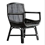 Outdoor-Rattanstuhl, Balkonsessel, Freizeit- Und Bequemer Gartenstuhl, Rattan-Esszimmerstuhl (Color : Black, Size : 55x53x86cm)