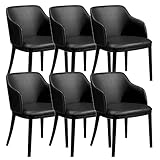 AMENAS Küche und Esszimmer Stühle Esszimmerstühle 6er Set Metall Eisenbeine Küchen Empfangsstuhl Mattierter Leder Theken Lounge Freizeitsessel (Color : Negro)