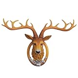 Hirschkopf-Skulptur Heimdekoration Retro-Dekor Wanddekoration Heimdekoration Skulptur Kunst Weißer Hirschkopf Wanddekoration Wand Zuhause Hoteltür (Color : A, S : 54 * 67CM)