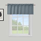 LuxFocus Scheibengardine Blickdicht Küche Gardine Kurzvorhang Modern Wellenförmige Textur Kurzstores Elegant Bistrogardine für Wohnzimmer Grau 1 Stück B 132 cm x H 38 cm