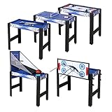 HLC 5-in-1-Multi-Spieltisch mit Snooker/Bogenschießen/Lufthockey/Tischtennis/Basketball für Familie, Eltern-Kind, interaktives Spiel, Arcade-Tischspiele (90 cm)