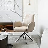 jiexi Bürostuhl ohne Rollen, 360° Drehstuhl, moderner breiter Stuhl, Home Office Computer Arbeitsstuhl, (Beige)