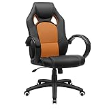 SONGMICS Racing Stuhl Bürostuhl Gaming Stuhl Chefsessel Drehstuhl PU, schwarz-orange, OBG56BO
