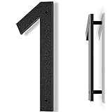 Yafimea Hausnummer Schwarz 20cm, Hausnummernschild Groß Mdoerne Aus ABS-Kunststoff in 3D-Optik, Ziffer 1