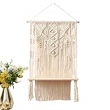 angxiong Wandregal Boho | Wandregal gewebt aus Baumwollseil – schwimmendes Regal Boho Deko Kleiner Makramee Wandhalter für Bücher und Vasen