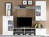 möbelando Wohnwand Mediawand Schrankwand Wohnzimmerschrank Schrank Anbauwand Kenton I Beton/Weiß