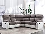 Vente-unique Ecksofa Relax grau und weiß aus Mikrofaser und Kunstleder TOLZANO