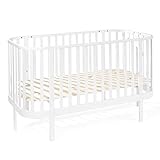 ATB MEBLE Gitterbett 140x70 cm - 2in1 Babybett Kinderbett - Grand Beistellbett Baby aus Holz - Bett Baby Mitwachsend - Kinderbett umbaubar - Jugendbett - Weiß