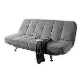 Stella Trading IKAR Bequemes Schlafsofa mit Bettkasten, Microfaserbezug Dunkelgrau - Klappbares Sofa mit Schlaffunktion und Metallfüßen - 208 x 102 x 98 cm (B/H/T), Dark Grey