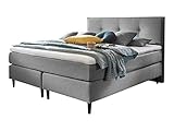 Atlantic Home Collection Grüne Betten Hella Boxspringbett vegan, Massivholz, grau, 180x200 cm