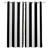 Yayun Art Einfache schwarz-weiß gestreifte Verdunkelungsvorhänge für Kinder, Heimdekoration, Schlafzimmer, Wohnzimmer, schattige Fenstervorhänge, 2 x 170 x 195 cm/(B x L), extra Lange Vorhänge
