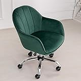 Samt-Heimbürostuhl, ergonomischer Sessel, Schreibtischstuhl, Konferenzstuhl (grün, 43 x 42 x 80 cm)