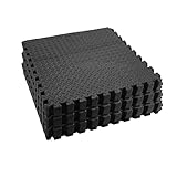 Littlehanson Eva-Weichschaum-Fußmatten, Fitnessstudio-Bodenbelag-Set, 60 x 60 cm, Schwarz,24-teiliges Eva rutschfeste ineinandergreifende Puzzle-Fliesen-Schutzboden Set für Zuhause, Training, Garage
