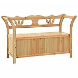 Tidyard Sitzbank Flurbank Garderobenbank Truhenbank Aufbewahrungsbox Holzbank Holztruhe Truhe Bank Sitztruhe Beistellbank Kissenbox Polsterhocker 107 x 45 x 75,5 cm (B x T x H) Massivholz Tanne