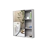 NOALED Aluminium-Badezimmerspiegelschrank, Badezimmer-Wandspiegel mit Stauraum, Toilette, Separate Aufbewahrungsbox, Spiegelbox (Farbe: Weiß, Größe: 58 cm) (Blanc 68 cm)