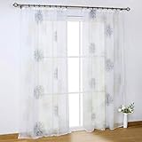 SCHOAL Gardinen mit Kräuselband Transparente Vorhänge Voile Fensterschal Modern Gardinenschal mit Kreis Muster 1 Stück BxH 140x175cm Grau