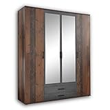 CHICAGO Eleganter Kleiderschrank mit viel Stauraum - Vielseitiger Drehtürenschrank in Old Style & Betonoxid Optik - 159 x 197 x 54 cm (B/H/T)