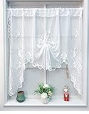 Raffrollo Weiß Spitze Scheibengardine Küche Landhaus Stil Bistrogardine mit Stickerei Vintage Kurze Fenster Universal Vorhänge Living Room Bedroom Weiß1 Stück Gardine Vintage Vorhänge (100x150cm)