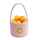 Biwingarden Niedlicher Korb | Gewebter Aufbewahrungskorb mit Griff | Geflochtener, bunter, leerer Geschenkkorb mit Blumen für Kleidung, Spielzeug, Handtücher, Geschenke