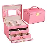 Three Layers Jewelry Organizer Box Large Capacity Display Holder Earring Ring Bracelet Storage Case Women Gift (Rosered One Size)