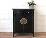 OPIUM OUTLET chinesische Kommode Sideboard Schrank Anrichte asiatisch orientalisch Vintage Shabby Chic Stil Kolonialstil Bunte Motive (schwarz)