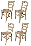 t m c s Tommychairs - 4er Set Stühle Savoie für Küche und Esszimmer, robuste Struktur aus poliertem Buchenholz, unbehandelt und 100% natürlich, Sitzfläche aus poliertem Holz