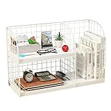 GRFIT Bücherregale Desktop-Lagerregal, Büro-Aktenregal, 2-lagiges Schreibtisch-Bücherregal, kleines Kinder-Schreibtisch-Organisierungsregal, 15,7 x 6,2 x 9,8 Zoll, weiß Bücherregale Standregal