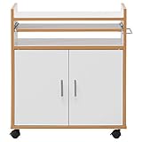 GIANTEX Servierwagen Küchenwagen auf Rollen, Küchenschrank mit herausnehmbarem Regal, bewegliche Kücheninsel, Küchenregal mit Handtuchhalter, Rollwagen Barwagen 60x39x67 cm, weiß