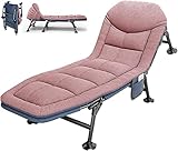 SANEIOUI Karpfenliege - Feldbett Klappbar - Sonnenliege, Großzügiges Campingliege 210x67x38cm, Luxus Campingbett Gartenliege 6-Bein für Garten, Camping, Reisen, Innenbereich/DraußEn, Strand (Rosa)