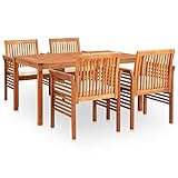 Festnight Gartenmöbel Set 4 Personen Sitzgruppe Garten Essgruppe Holz Gartentisch mit 4 Stühlen Set Gartengarnitur Sitzgarnitur Terrassenmöbel Gartensessel Esstisch Holzisch Massivholz Akazie