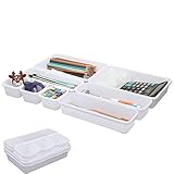 LETTERASHQP Organizer Schublade Küche, Organizer Küchenschublade, 8 Stücke Schubladen Ordnungssystem für Make-up Schreibtisch Badezimmer Büro Küche - Weiß