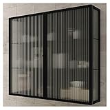 REOTEL Hängeschrank mit Glastüren Hängeschrank Wohnzimmer Hängeschrank Schlafzimmer Hängeschrank Einzeltür Glasschrank Küche Bad,Schwarz,70 * 50 * 15cm