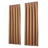 heimtexland ® Thermovorhang 2er Set Verdunkelungsvorhang Kräuselband Blickdicht Verdunklungsgardine Verdunklung Gardine Typ139 Camel-Braun HxB 245x135 cm 2 Stück