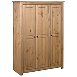 Hommdiy Kleiderschrank 3-Türig 118×50×171,5 cm Kiefer Panama Serie Braun