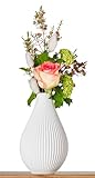 3D Vase Blumenvase/Dekovase Susann 17 cm für Schnitt-/ Trockenblumen | nachhaltig | wasserdicht (Weiß)