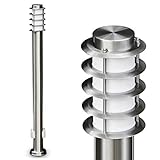 HOFSTEIN Außenleuchte Tunes mit 2 Steckdosen, moderne Sockelleuchte aus Edelstahl und Kunststoff-Scheiben, Wegeleuchte 110 cm, Gartenlampe mit E27-Fassung, Gartenbeleuchtung IP44, ohne Leuchtmittel