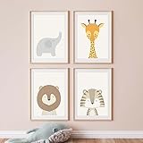 Kinderzimmer Poster Set Premium P716 / Safaritiere Babyzimmer Wandbild Wandbilder (A3-29,7 x 42,0 cm, Ohne/Without)