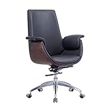 DETMOL Chefsessel Bürostuhl,Holzmaserung Leder 360° Drehung 90°-110° Neigungswinkel,Schwammkissen,ergonomischer Lift-Drehstuhl,für Büroarbeit,Spiele (Color : Schwarz,S : 104 * 66cm)