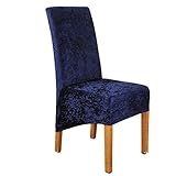 YOUHU Freischwinger Hussen,Große Stretch-Stuhlbezüge Luxuriöser Marineblauer, Zerkleinerter Samt Abnehmbarer Weicher Spandex-Möbelschutz Esszimmerstuhlüberzüge Für Hotelbankett-Hochzeitszeremonie,6