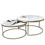 ARMOQ Minimalistischer Kreativer Couchtisch, 2 -Teiliges Marmor Couchtisch, Stapelnistentisch Für Wohnzimmerhotel Stapeln/80 cm 65 cm