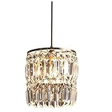 Einkristall-Kronleuchter, moderner Kristall-Deckenleuchter-Kronleuchter, Kupfer-Finish, runder Anhänger für Schlafzimmer, Wohnzimmer, Restaurant, Esszimmer, Innenbereich, Unterputz-Hängevorrichtung Φ