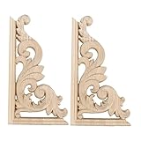 DOITOOL 2 Stück Massivholz Langes Blumenstück Massivholzschrank Eckschränke Holzschränke Holzmöbel Applikation Holz Geschnitzt -Onlay Applikation Rahmen Heimdekoration