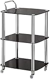 OUYOXI Große bewegliche Wagen, Haushalts-Servierwagen aus gehärtetem Glas, Schönheitssalon-Instrumentenwagen mit Griff, rollenden Rädern, Edelstahlrohr/Weiß/45 * 50 * 75 cm (Schwarz 45 * 50 * 75C