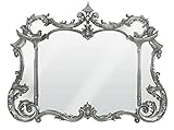 Casa Padrino Barock Wandspiegel Silber H 99 cm, B 128 cm - Edel & Prunkvoll - Spiegel Silberfarben